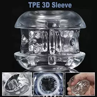 Dual Open Ended Male Masturbators - Automatic Adult Man Self Pleasuring Sex Toys with 6 Thrusting Modes & Ribbed 3D Tunnel for M