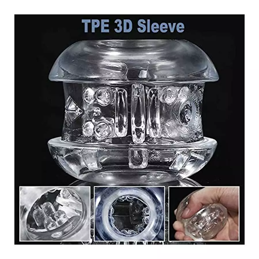 Dual Open Ended Male Masturbators - Automatic Adult Man Self Pleasuring Sex Toys with 6 Thrusting Modes & Ribbed 3D Tunnel for M