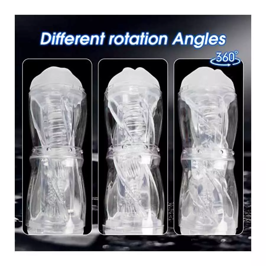 Dual Open Ended 360° Rotating Male Masturbators Stroker Sleeve,Mesterstar Pocket Pussy Sex Toys for Adult with 3D Crystal Realis