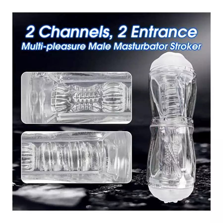 Dual Open Ended 360° Rotating Male Masturbators Stroker Sleeve,Mesterstar Pocket Pussy Sex Toys for Adult with 3D Crystal Realis