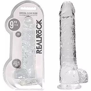 Adult Sex Toys REALRoCK Jelly Dildo with Balls 9" Clear