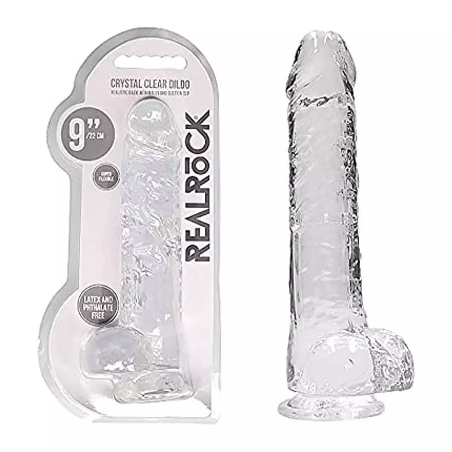 Adult Sex Toys REALRoCK Jelly Dildo with Balls 9" Clear Adult Sex Toys REALRoCK Jelly Dildo with Balls 9" Clear