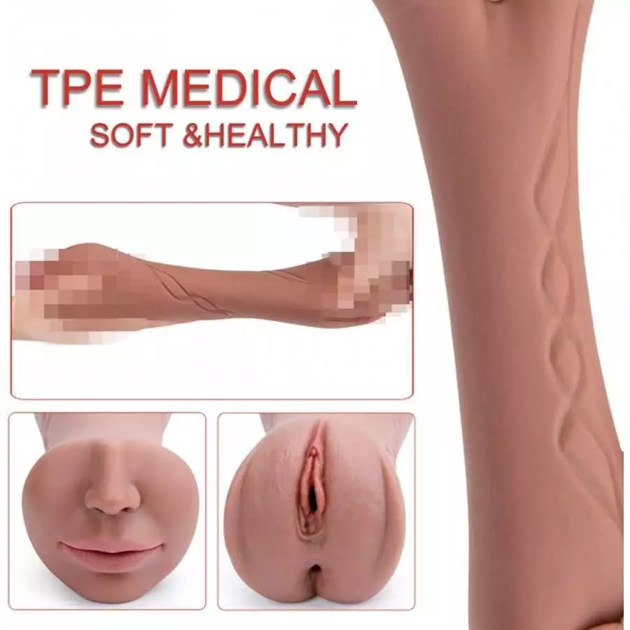 Rosetell Male Masturbators 3 in 1 Male Pocket Pussy Blowjob Stroker with Realistic Mouth Vivid Vagina and Tight Anus Soft Sex Do