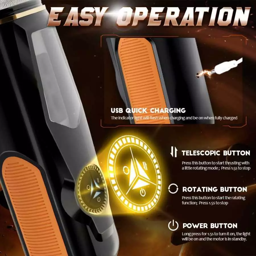 Automatic Male Masturbator, Male Masturbator Cup with 10 Thrusting & Rotating Separate Modes for Penis Stimulation, Hands-Free E