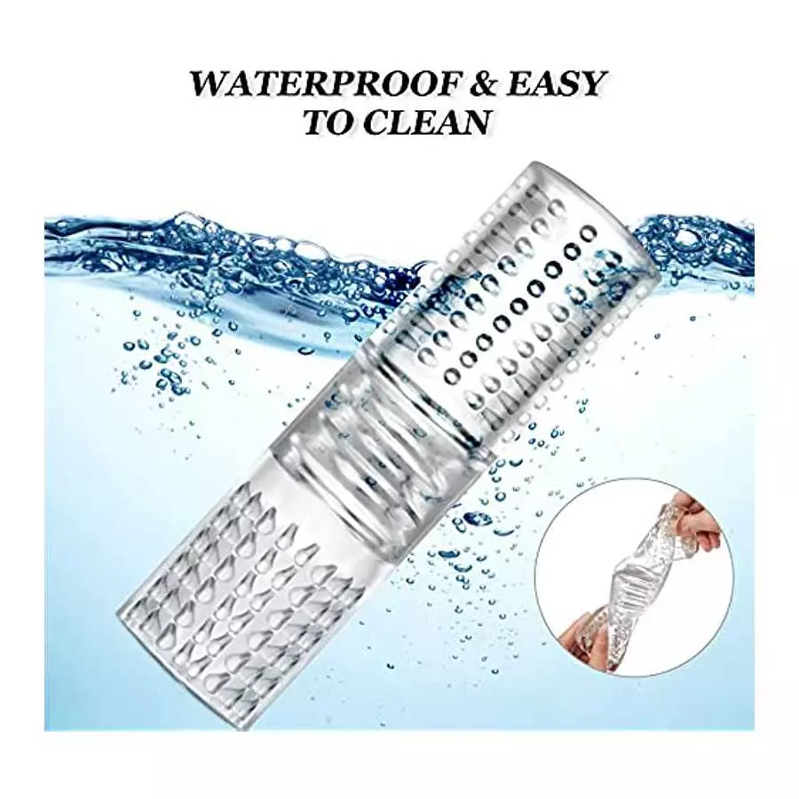 Male Masturbators Cup Crystal Vagina Sleeve Male Masturbation Stroker Transparent Spiral Textured Tunnel Pocket Pussy Adult Sex