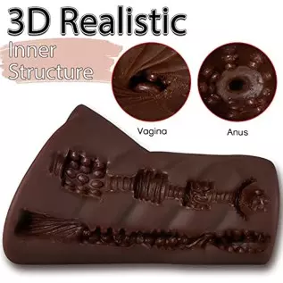 2 in 1 Brown Realistic Male Masturbator with Strong Suction,Single Opening Lifelike Pocket Pussy Toy with 3D Vagina and Anus,Goy