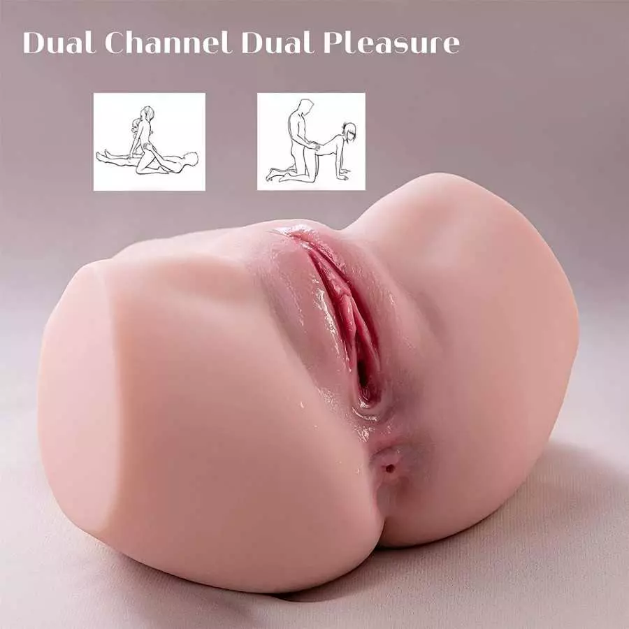 Sex Doll Male Masturbator with Realistic Big Boobs Vagina and Anal, Silicone Pocket Pussy Butt Stroker with 5 Suction & Vibratio