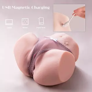 Sex Doll Male Masturbator with Realistic Big Boobs Vagina and Anal, Silicone Pocket Pussy Butt Stroker with 5 Suction & Vibratio