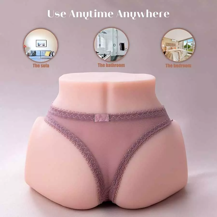 Sex Doll Male Masturbator with Realistic Big Boobs Vagina and Anal, Silicone Pocket Pussy Butt Stroker with 5 Suction & Vibratio