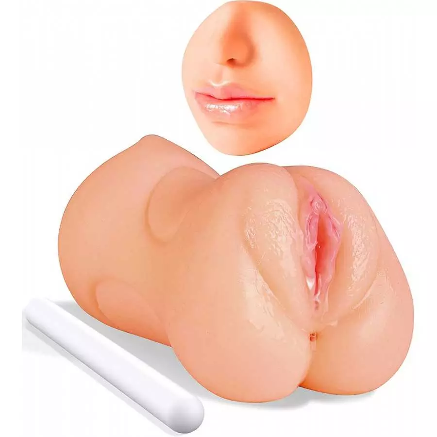 3 in 1 Male Masturbator Realistic Pocket Pussy with Drying Stick, Mansbatee Double-Ended Male Sex Toy Mouth Tongue Textured Vagi 3 in 1 Male Masturbator Realistic Pocket Pussy with Drying Stick, Mansbatee Double-Ended Male Sex Toy Mouth Tongue Textured Vagi