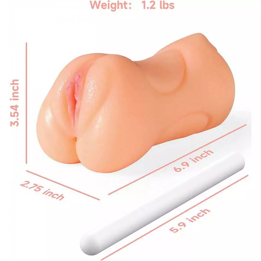 3 in 1 Male Masturbator Realistic Pocket Pussy with Drying Stick, Mansbatee Double-Ended Male Sex Toy Mouth Tongue Textured Vagi