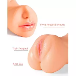 3 in 1 Male Masturbator Realistic Pocket Pussy with Drying Stick, Mansbatee Double-Ended Male Sex Toy Mouth Tongue Textured Vagi 3 in 1 Male Masturbator Realistic Pocket Pussy with Drying Stick, Mansbatee Double-Ended Male Sex Toy Mouth Tongue Textured Vagi