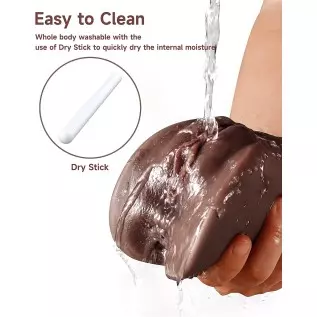 3 in 1 Male Masturbator Realistic Pocket Pussy with Drying Stick, Mansbatee Double-Ended Male Sex Toy Mouth Tongue Textured Vagi 3 in 1 Male Masturbator Realistic Pocket Pussy with Drying Stick, Mansbatee Double-Ended Male Sex Toy Mouth Tongue Textured Vagi