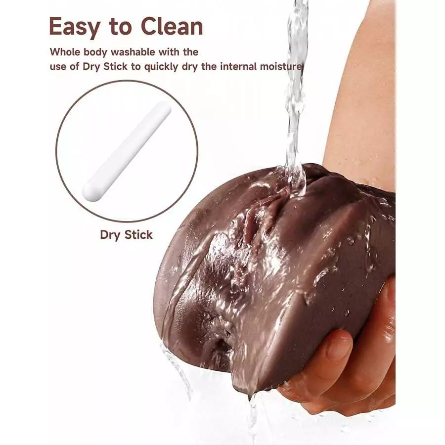 3 in 1 Male Masturbator Realistic Pocket Pussy with Drying Stick, Mansbatee Double-Ended Male Sex Toy Mouth Tongue Textured Vagi