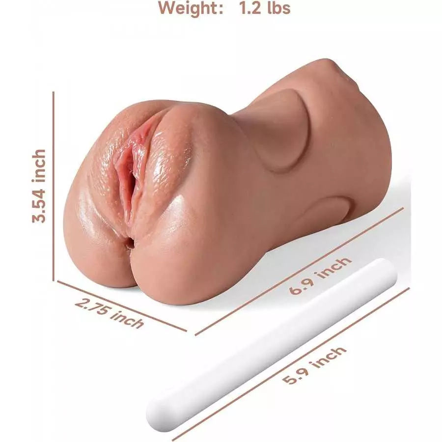 3 in 1 Male Masturbator Realistic Pocket Pussy with Drying Stick, Mansbatee Double-Ended Male Sex Toy Mouth Tongue Textured Vagi