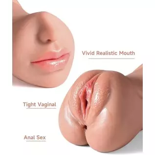 3 in 1 Male Masturbator Realistic Pocket Pussy with Drying Stick, Mansbatee Double-Ended Male Sex Toy Mouth Tongue Textured Vagi 3 in 1 Male Masturbator Realistic Pocket Pussy with Drying Stick, Mansbatee Double-Ended Male Sex Toy Mouth Tongue Textured Vagi