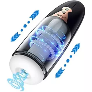 Automatic Male Masturbator, 5 Telescoping & Vibrating Electric Sex Masturbation Cup Penis Stroker for Men Hands Free Realistic P