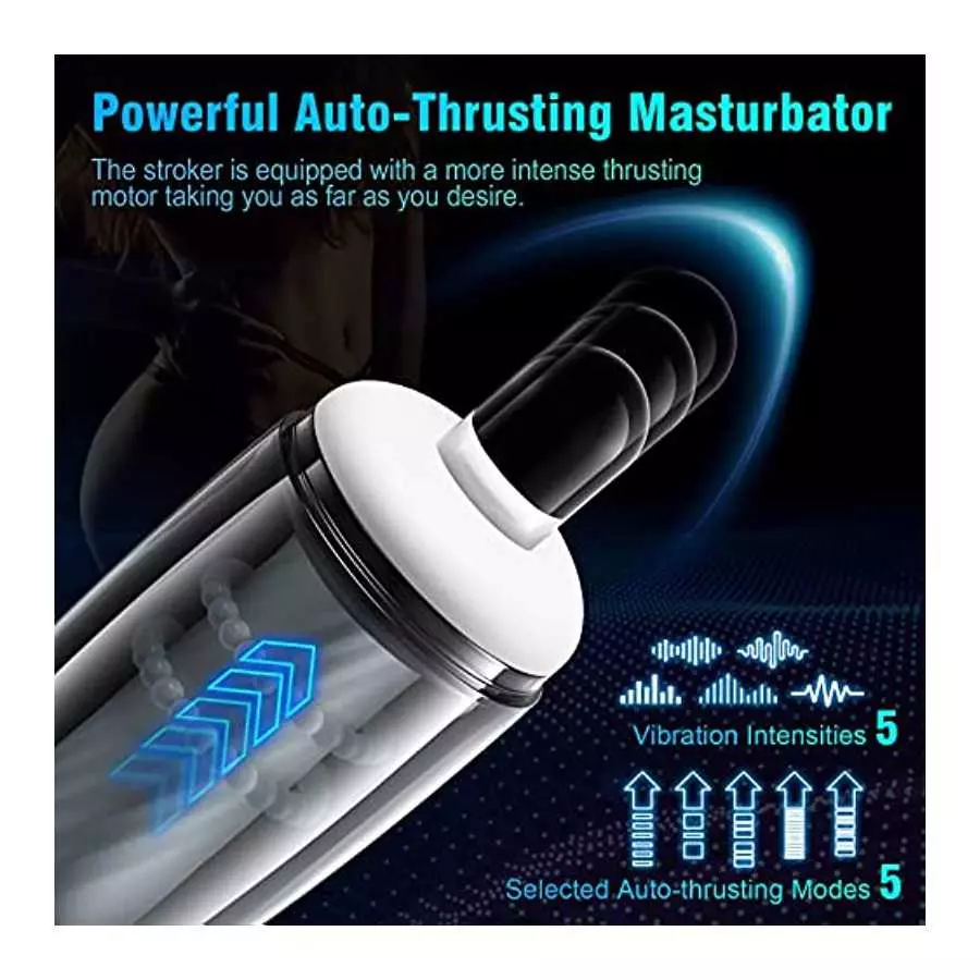 Automatic Male Masturbator, 5 Telescoping & Vibrating Electric Sex Masturbation Cup Penis Stroker for Men Hands Free Realistic P