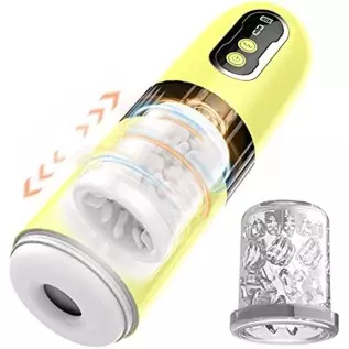 SUGARSURF Adult Sex Toys Pocket Pussy - Male Masturbators Cup for Men with 8 Thrusting 360°Rotating Stroking 3D Vagina Pronuncia