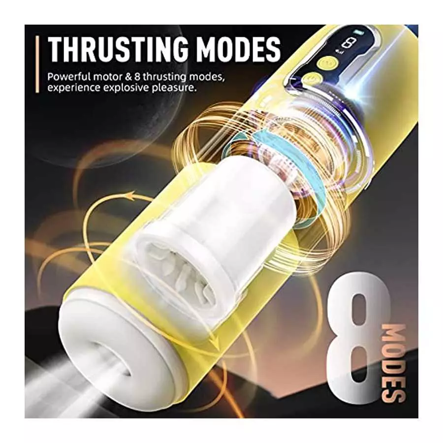 SUGARSURF Adult Sex Toys Pocket Pussy - Male Masturbators Cup for Men with 8 Thrusting 360°Rotating Stroking 3D Vagina Pronuncia