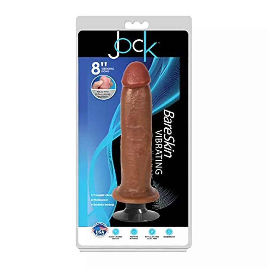 Jock Dark Bareskin Vibrating Dildo - 8 Inch