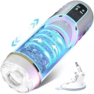 Automatic Male Masturbator,Male Masturbators Cup with 10 Thrusting & Rotating,Fentinos Upgraded Hands Free Pocket Pussy Male Str