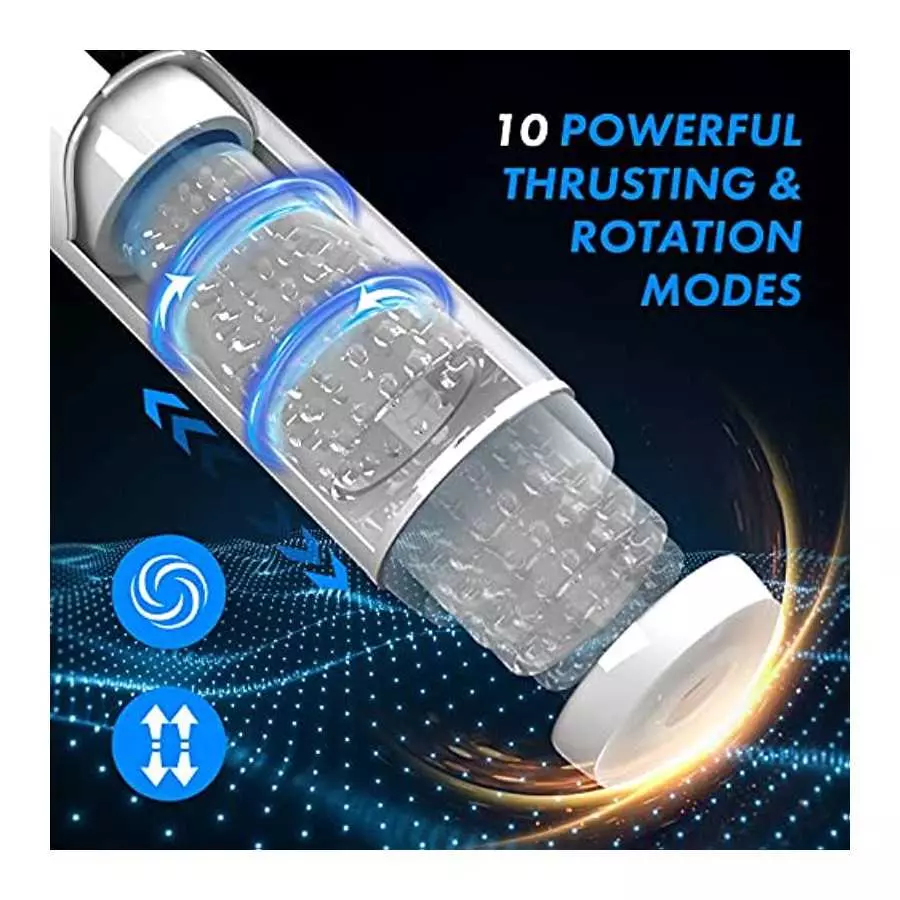 Automatic Male Masturbator,Male Masturbators Cup with 10 Thrusting & Rotating,Fentinos Upgraded Hands Free Pocket Pussy Male Str