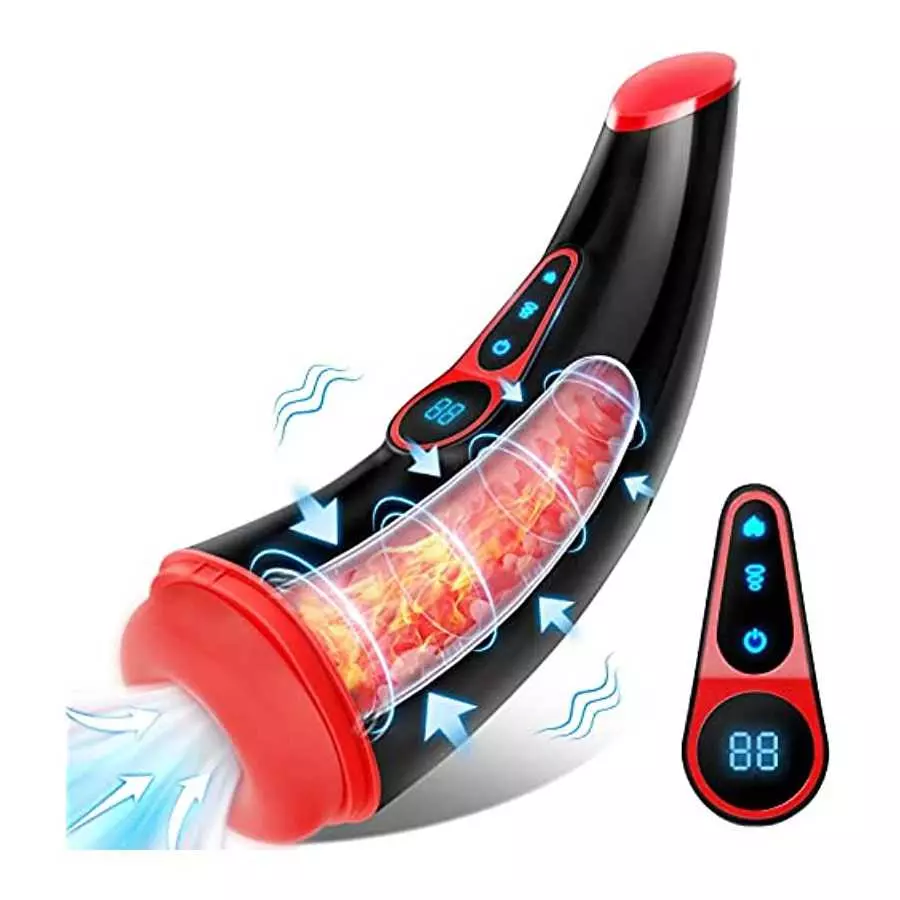 Male Masturbator Men Sex Toys - Adult Toys Male Masturbators with 9 Sucking & 9 Vibrating Modes, 3D Realistic Textured Sleeve He