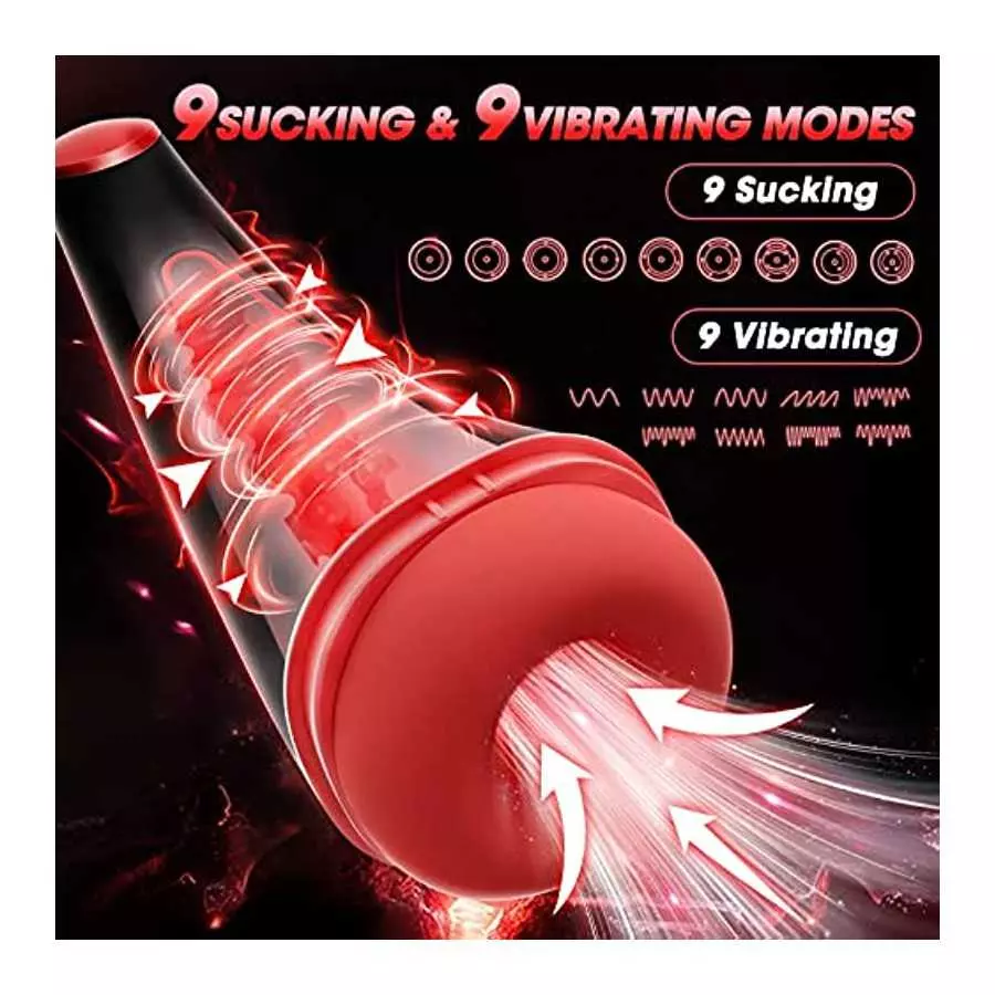 Male Masturbator Men Sex Toys - Adult Toys Male Masturbators with 9 Sucking & 9 Vibrating Modes, 3D Realistic Textured Sleeve He
