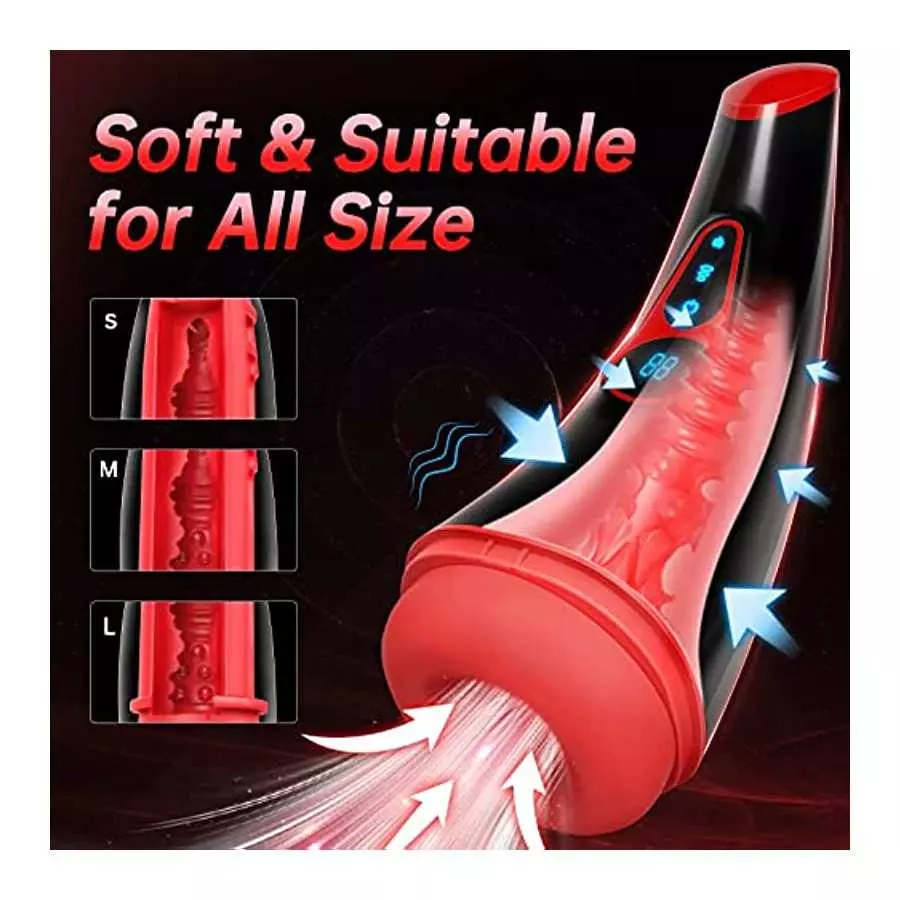 Male Masturbator Men Sex Toys - Adult Toys Male Masturbators with 9 Sucking & 9 Vibrating Modes, 3D Realistic Textured Sleeve He