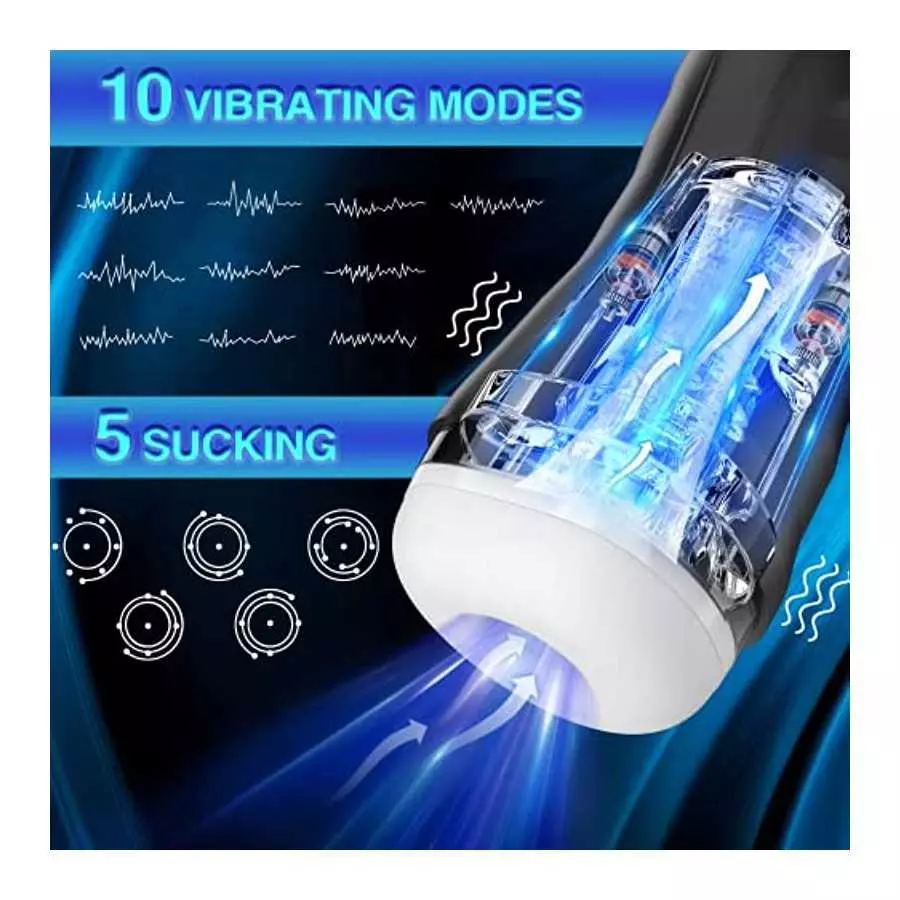 Automatic Male Masturbator Cup Sex Toys Sucking Male Masturbators Toys for Men with 5 Sucking & 10 Vibrating, Male Penis Vibrato