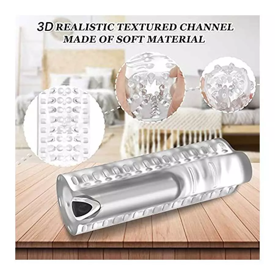 Vibrator Male Masturbator Cup with 10 Powerful Vibrations Crystal Vagina Sleeve Male Masturbation Stroker Transparent Spiral Tex