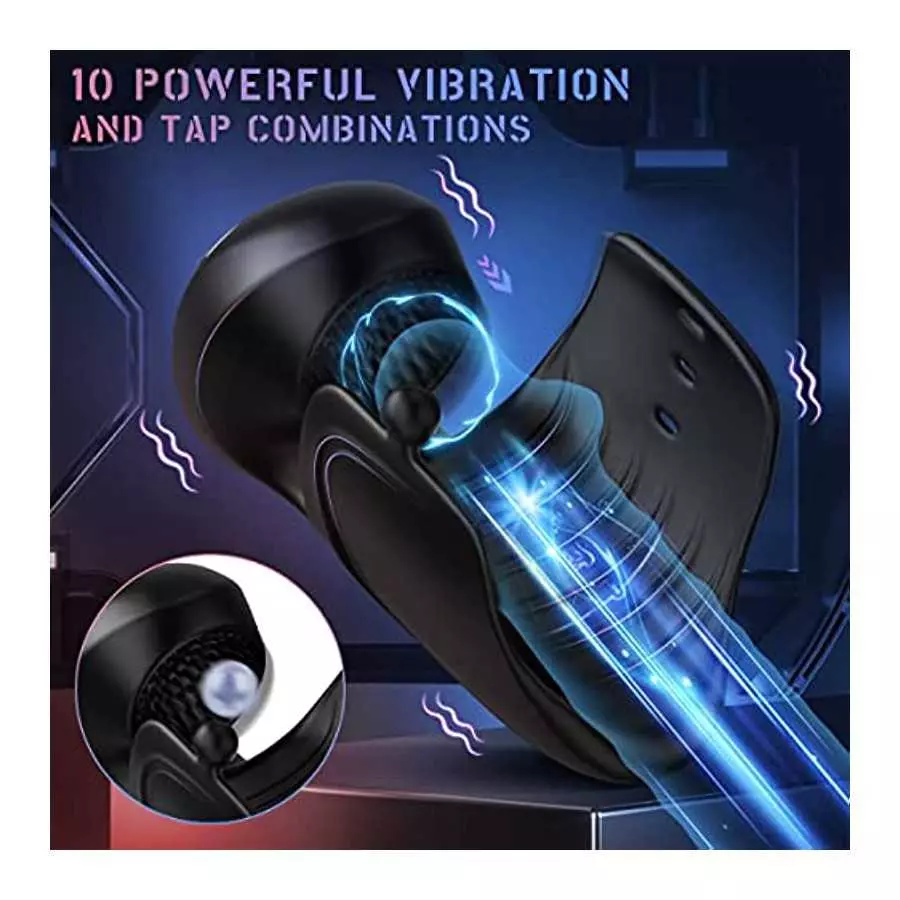 Male Vibrator, Male Masturbator with 10 Vibrating Slap Modes, Adjustable Size Masturbator, Hands-Free Mens Massage Vibrators,Pen