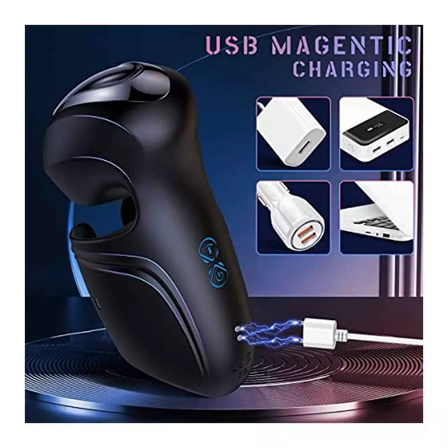 Male Vibrator, Male Masturbator with 10 Vibrating Slap Modes, Adjustable Size Masturbator, Hands-Free Mens Massage Vibrators,Pen