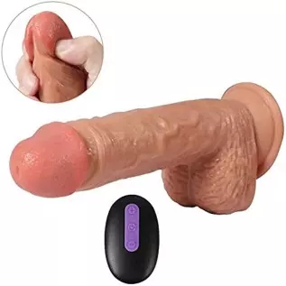 8 Inch Dildo Vibrator, Realistic Vibrating Dildo Silicone Telescopic Dildo Sex Toys for Couples G-spot Anal Stimulation