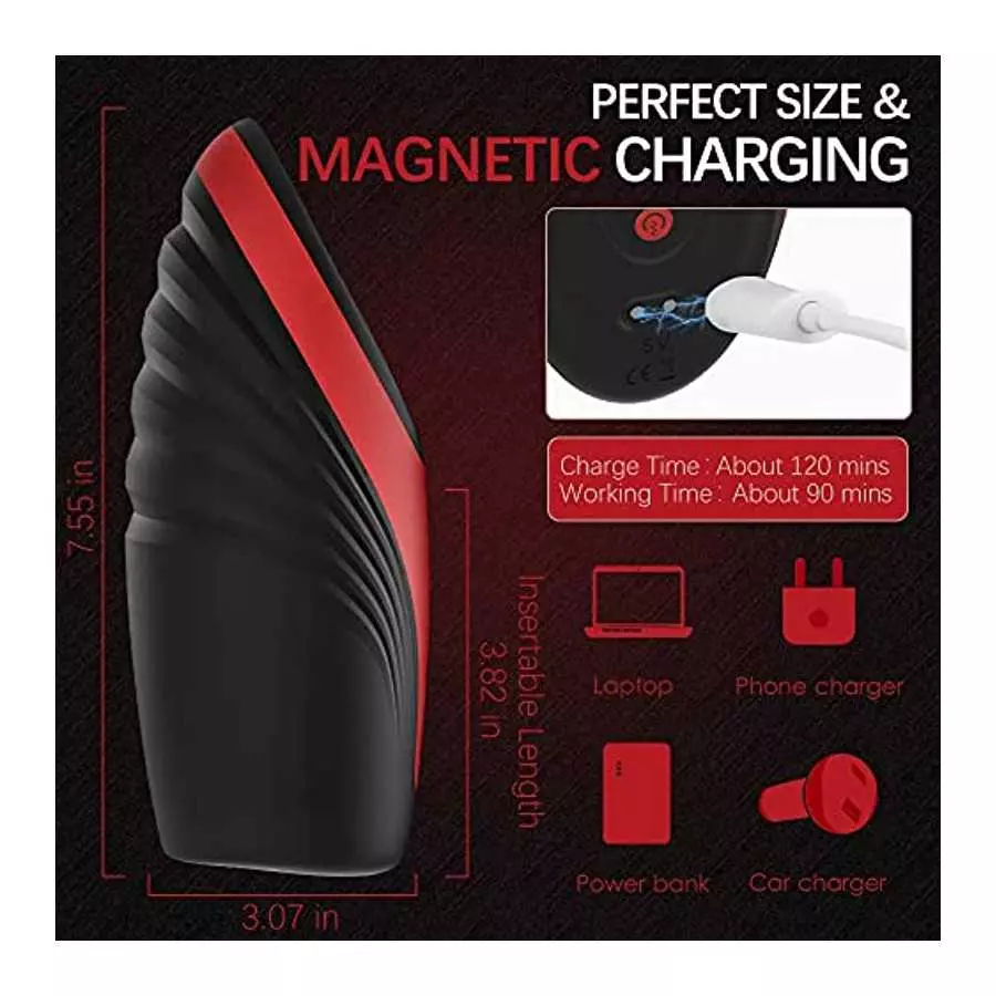 Automatic Male Masturbators - 107℉ Male Masturbator Stroking Toys with 9 Vibrating & 6 Squeezing Modes, Adult Male Sex Toys Real