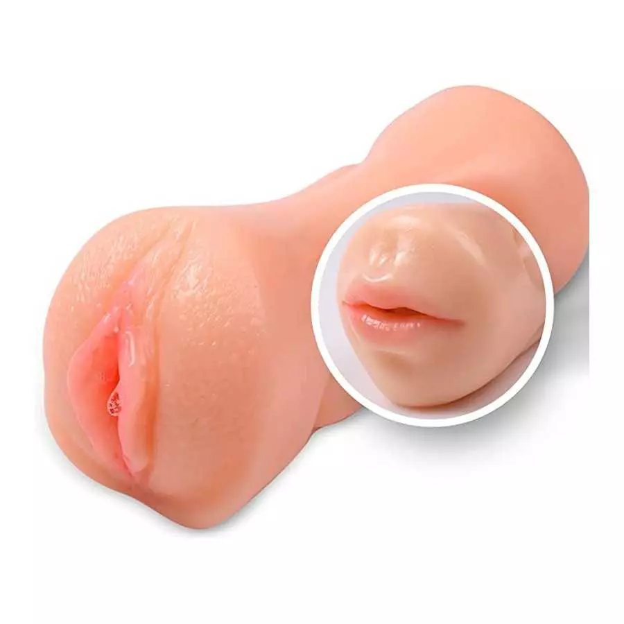 Male Masturbator 2 in 1 Soft Touch Adult Textured Pocket Pussy with Mouth Lifelike Sex Doll with 3D Vagina Inner Toy Realistic M