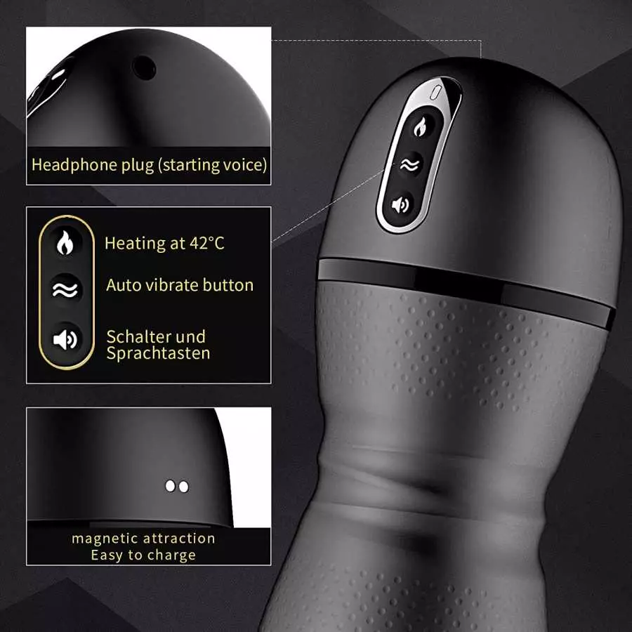 AIYULONG Male Masturbator Cup with 9 Vibration Modes& Heating, 3D Realistic Textured Vagina Pocket Pussy for Man Masturbation, W
