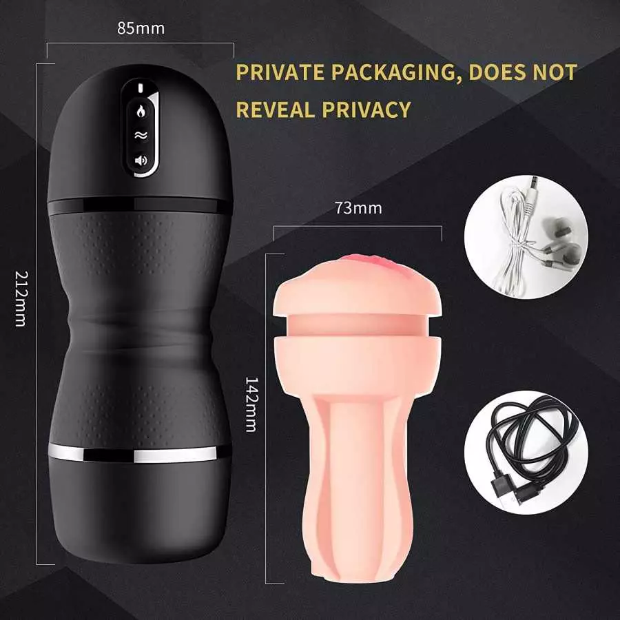 AIYULONG Male Masturbator Cup with 9 Vibration Modes& Heating, 3D Realistic Textured Vagina Pocket Pussy for Man Masturbation, W
