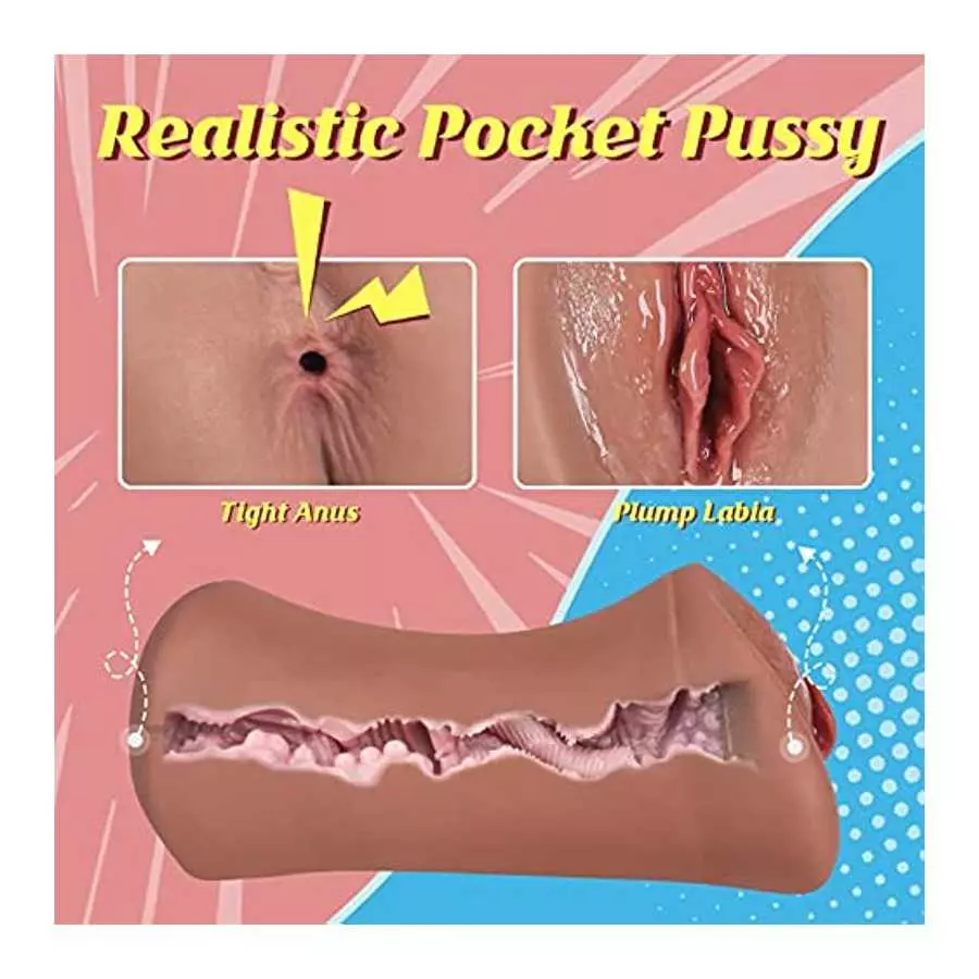 Pocket Pussy Sex Toys for Men - 7.5" Depth Realistic Sex Dolls for Men with Ultra Soft Fleshy Vagina Anus Stroker, Male Masturba
