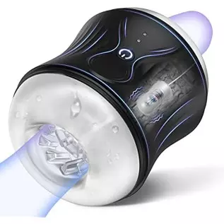Male Masturbator, Open-Ended Male Masturbators Cup with Waterproof Ribbed 3D Tunnel, Pocket Pussy Stroker with 10 Vibration Mode