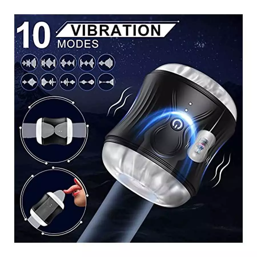 Male Masturbator, Open-Ended Male Masturbators Cup with Waterproof Ribbed 3D Tunnel, Pocket Pussy Stroker with 10 Vibration Mode