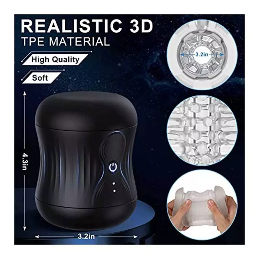 Male Masturbator, Open-Ended Male Masturbators Cup with Waterproof Ribbed 3D Tunnel, Pocket Pussy Stroker with 10 Vibration Mode