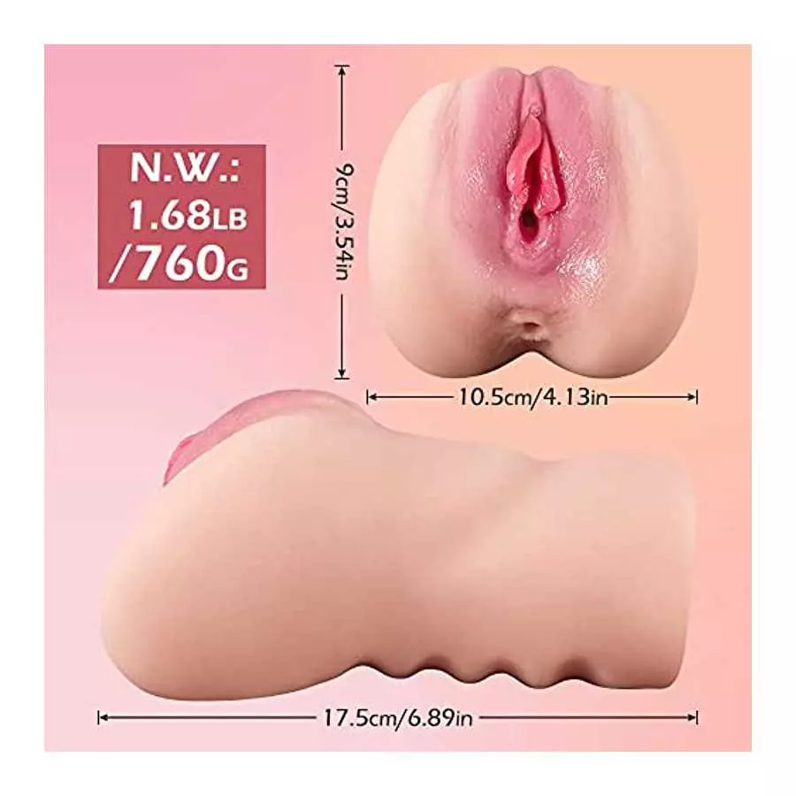 Lifelike Pocket Pussy Sex Doll Male Masturbators with Thick Labia, Realistic Vagina and Tight Anus 1.68 lbs Sex Stroker for Men