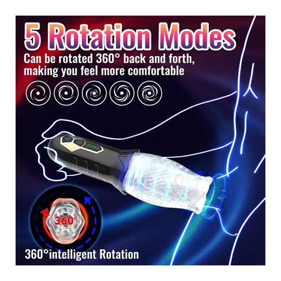 Automatic Rotating Male Masturbator Cup, Vibrating Male Masturbators with 5 Rotations & 10 Vibrations, Electric Pocket Pussy Mal