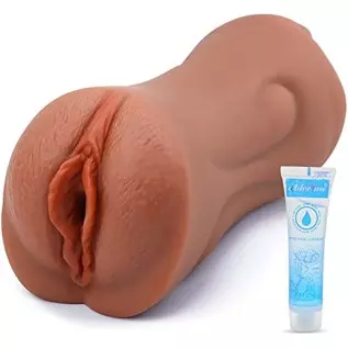 Lifelike Male Masturbator, Adorime 3D Textured Realistic Fleshy Pocket Pussy Sexual Vagina Sex Stroker, Brown Sex Doll Stroking