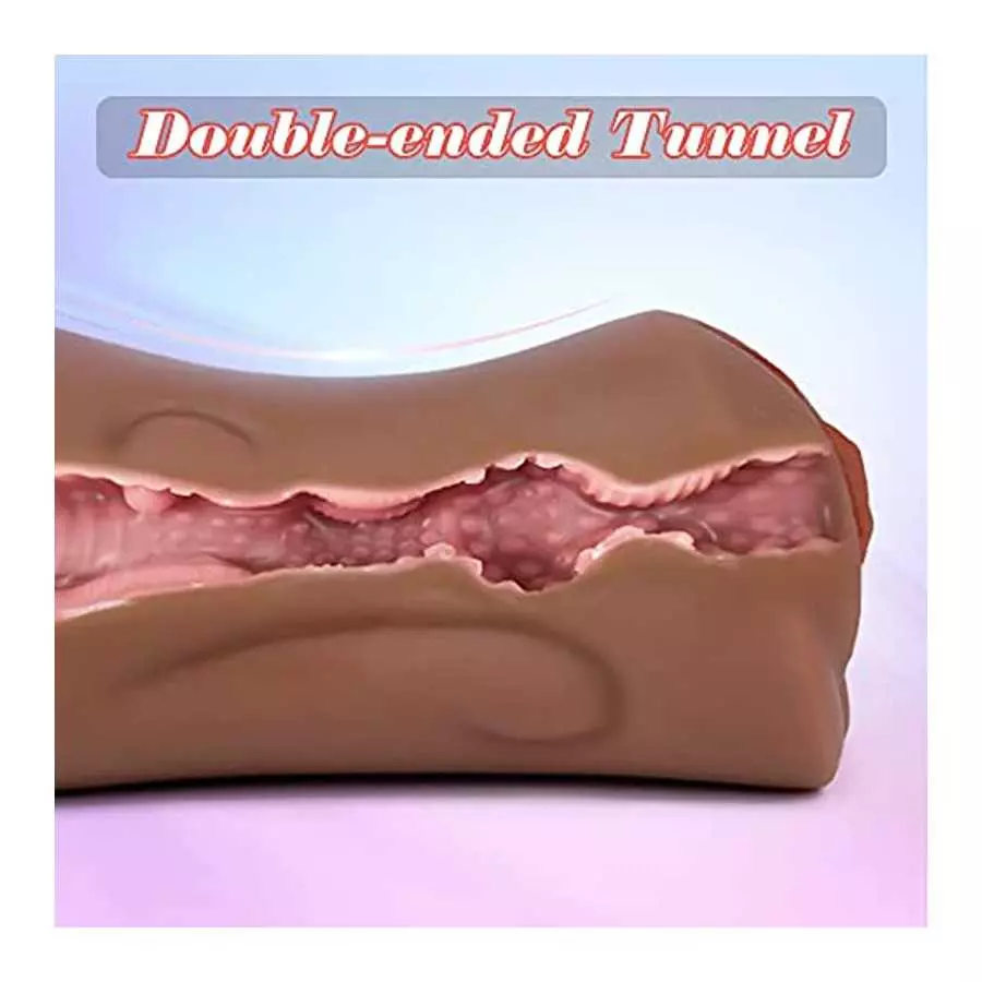 Lifelike Male Masturbator, Adorime 3D Textured Realistic Fleshy Pocket Pussy Sexual Vagina Sex Stroker, Brown Sex Doll Stroking