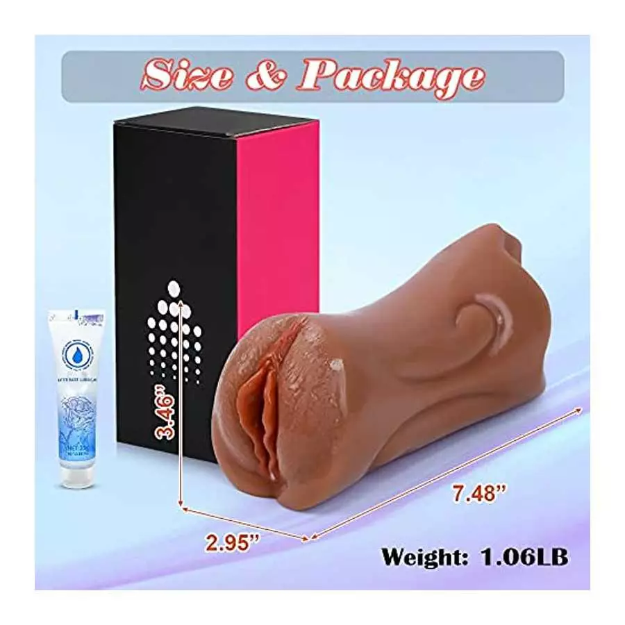 Lifelike Male Masturbator, Adorime 3D Textured Realistic Fleshy Pocket Pussy Sexual Vagina Sex Stroker, Brown Sex Doll Stroking