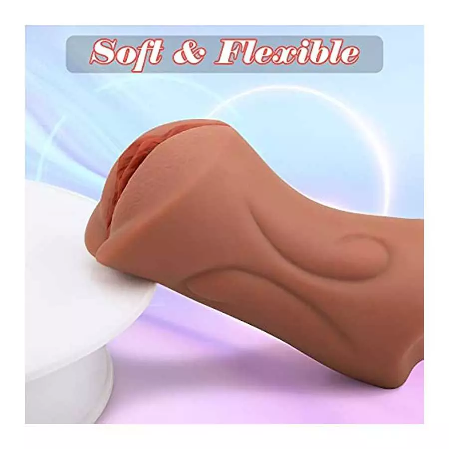 Lifelike Male Masturbator, Adorime 3D Textured Realistic Fleshy Pocket Pussy Sexual Vagina Sex Stroker, Brown Sex Doll Stroking