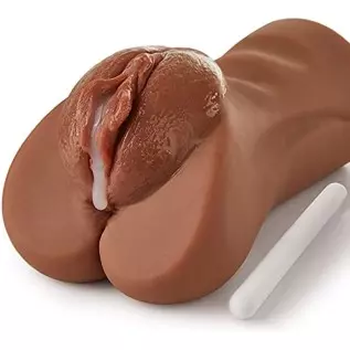 Pocket Pussy Realistic Male Masturbator with Fat Labia & Drying Stick, Lifelike Pocket Pussy Toy with Fat Vagina and Strong Suct